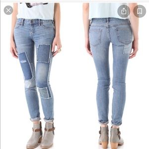 Free People Patched Skinny Jeans